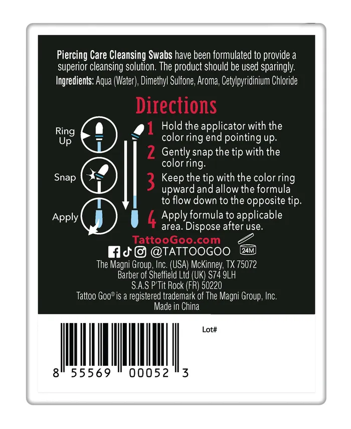 Piercing Care Cleansing Swabs Tattoo Goo Vibrators