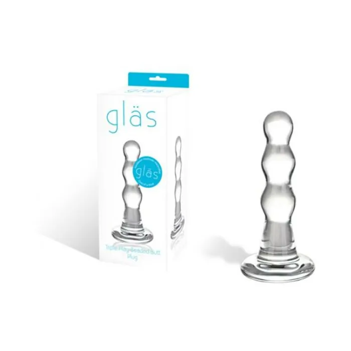 Anal Fairvillacom Glass Triple Play Beaded Butt Plug Clear