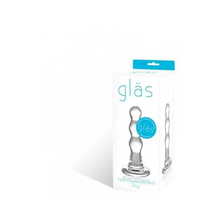 Anal Fairvillacom Glass Triple Play Beaded Butt Plug Clear