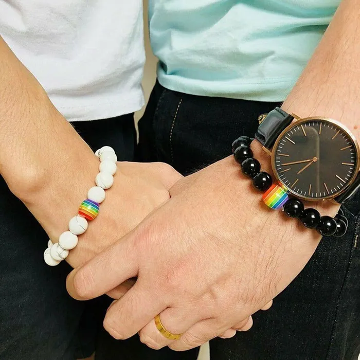 Bracelet LGBT Pride Unisex beaded bracelet Onyx black or Marble white ShhhOb Anal Bracelet LGBT Pride Unisex beaded bracelet Onyx black or Marble white ShhhOb Anal