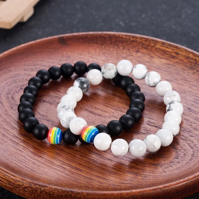 Bracelet LGBT Pride Unisex beaded bracelet Onyx black or Marble white ShhhOb Anal Bracelet LGBT Pride Unisex beaded bracelet Onyx black or Marble white ShhhOb Anal