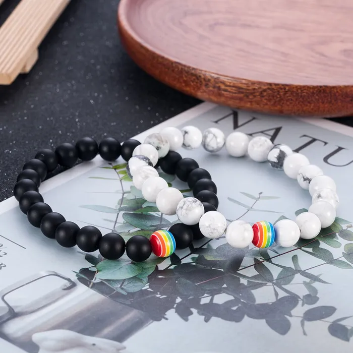 Bracelet LGBT Pride Unisex beaded bracelet Onyx black or Marble white ShhhOb Anal Bracelet LGBT Pride Unisex beaded bracelet Onyx black or Marble white ShhhOb Anal