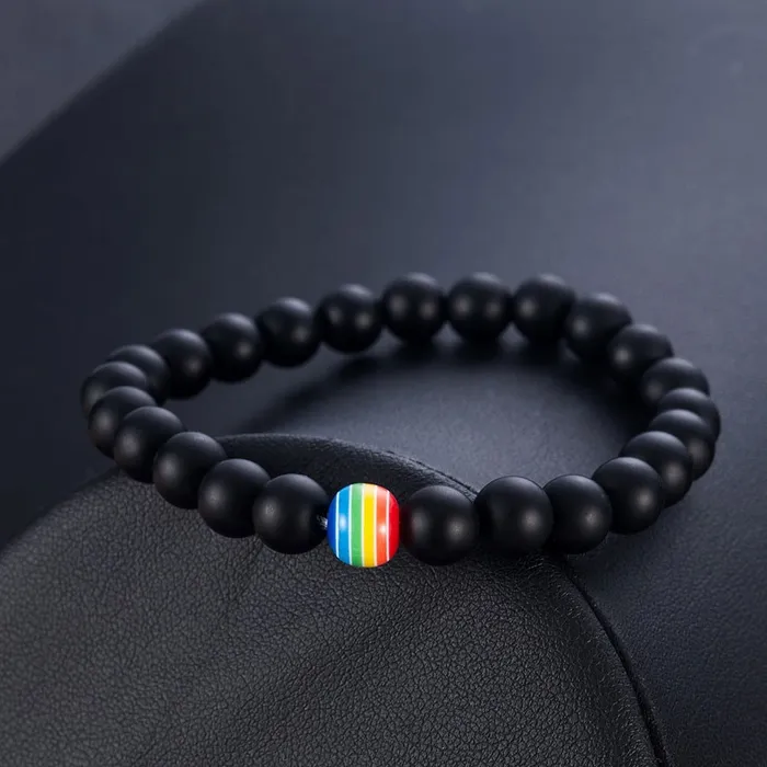 Bracelet LGBT Pride Unisex beaded bracelet Onyx black or Marble white ShhhOb Anal Bracelet LGBT Pride Unisex beaded bracelet Onyx black or Marble white ShhhOb Anal