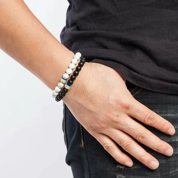 Bracelet LGBT Pride Unisex beaded bracelet Onyx black or Marble white ShhhOb Anal Bracelet LGBT Pride Unisex beaded bracelet Onyx black or Marble white ShhhOb Anal