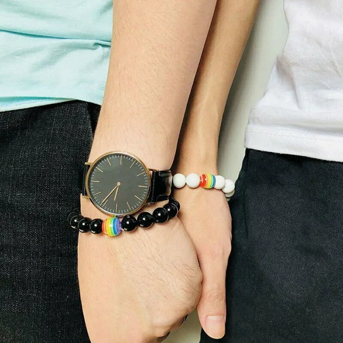 Bracelet LGBT Pride Unisex beaded bracelet Onyx black or Marble white ShhhOb Anal Bracelet LGBT Pride Unisex beaded bracelet Onyx black or Marble white ShhhOb Anal
