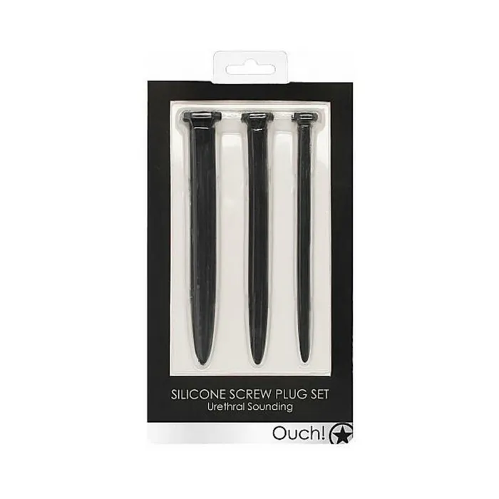 Fairvillacom Anal Shots Ouch Urethral Sounding Silicone Screw Plug Set Black