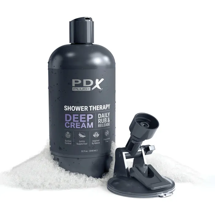 PDX Plus Shower Therapy Deep Cream Shower Masturbator Frosted ShhhWndsr Male Sex Toys