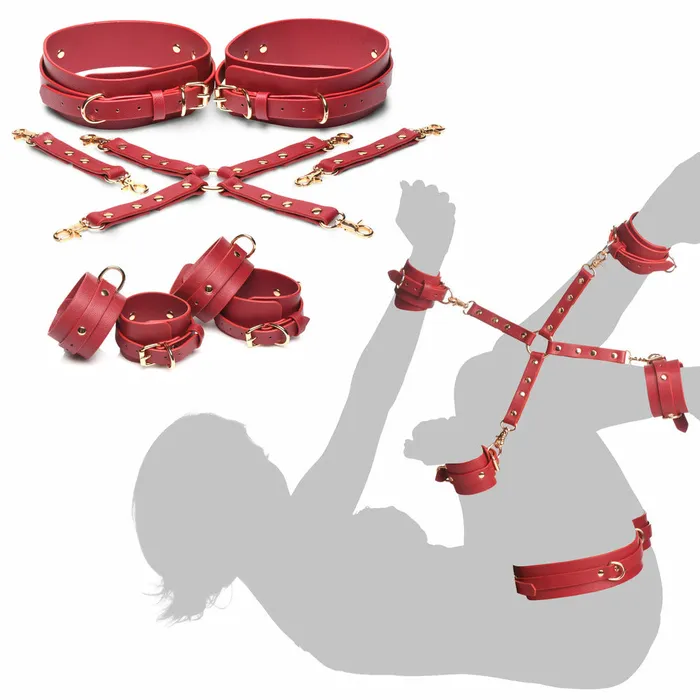 Master Series Thigh Wrist Ankle Hog Tie Restraints XR Brands Male Sex Toys