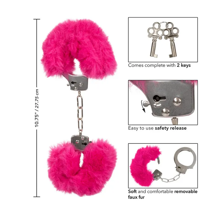 Vibrators California Exotic Ultra Fluffy Furry Cuffs Pink